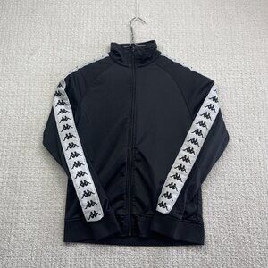 Kappa Black Track Jacket Omini Logo Tape Full Zip Retro Sportswear Women’s Sz S